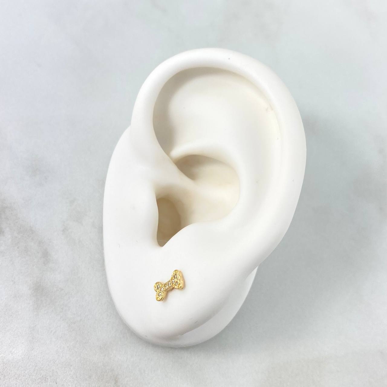 Topos Moño 0.7gr / 7mm Circones Blancos Oro Amarillo