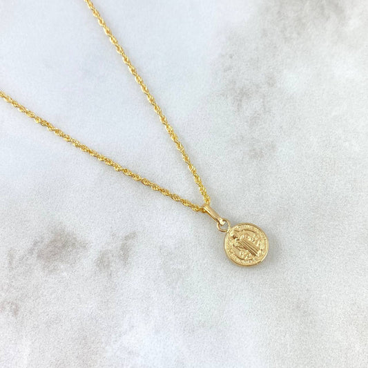 Cadena Lazo 0.9gr / 45cm + Dije San Benito 0.4gr / 1.5cm Oro Amarillo (Oferta) ©