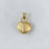 Dije Corazón Rayado Candado 1.35gr / 2.4cm / Troquelado Oro Amarillo