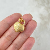 Dije Corazón Rayado Candado 1.35gr / 2.4cm / Troquelado Oro Amarillo