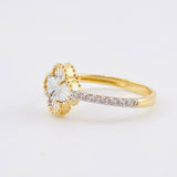 Anillo Trebol Blanco 2gr / T6 / Dos Oros Amarillo Blanco Nac.Esp. 18K ©