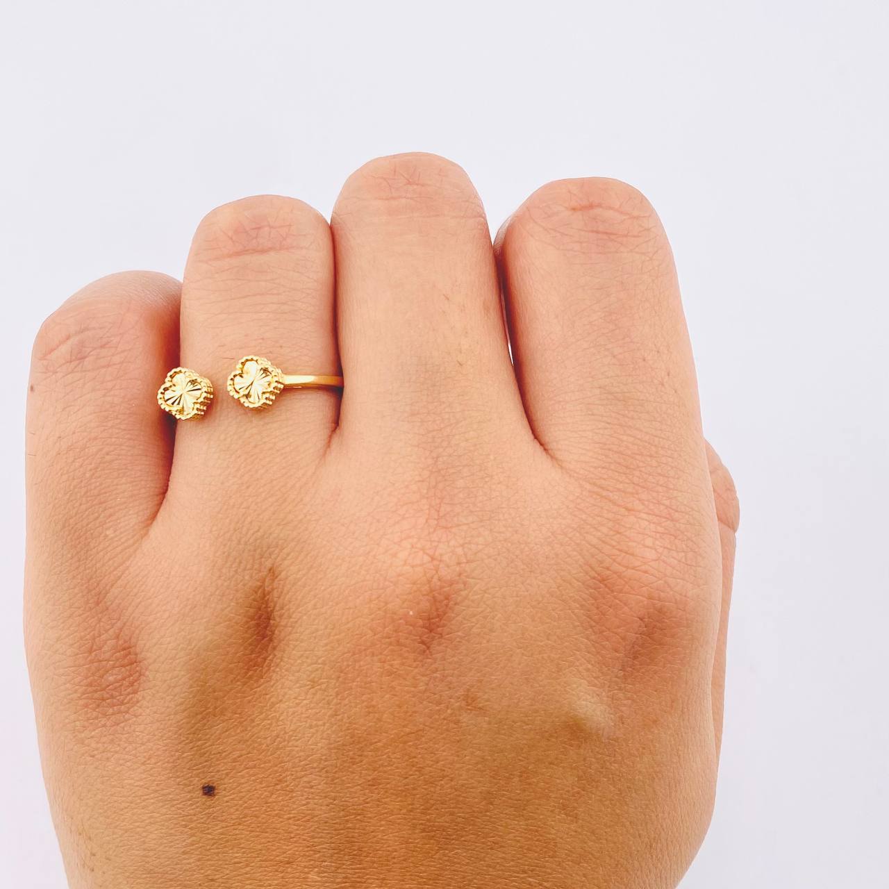 Anillo Doble Trebol 1.95gr / T7 3/4 / Oro Amarillo Nac.Esp. 18K ©