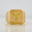 Anillo Sello Águila Bordeada 3.25g / T9 Oro Amarillo 18K