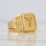 Anillo Sello Águila Bordeada 3.25g / T9 Oro Amarillo 18K