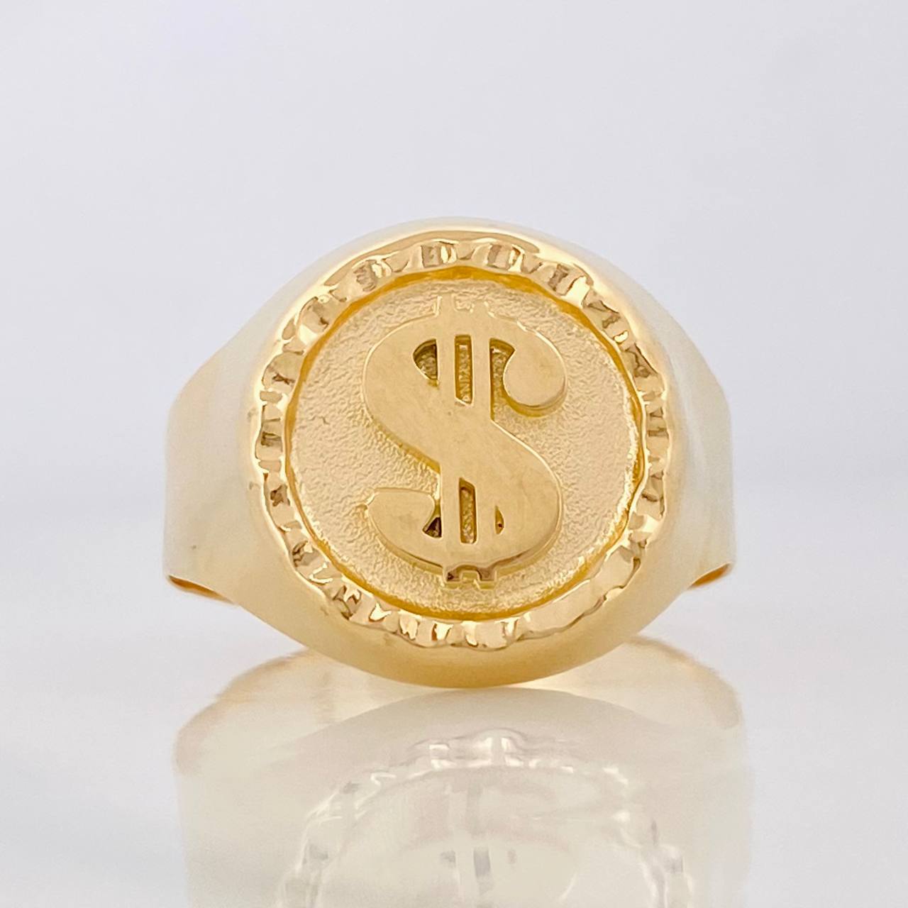 Anillo Sello Signo Pesos 3.45g / T9 3/4 Oro Amarillo 18K