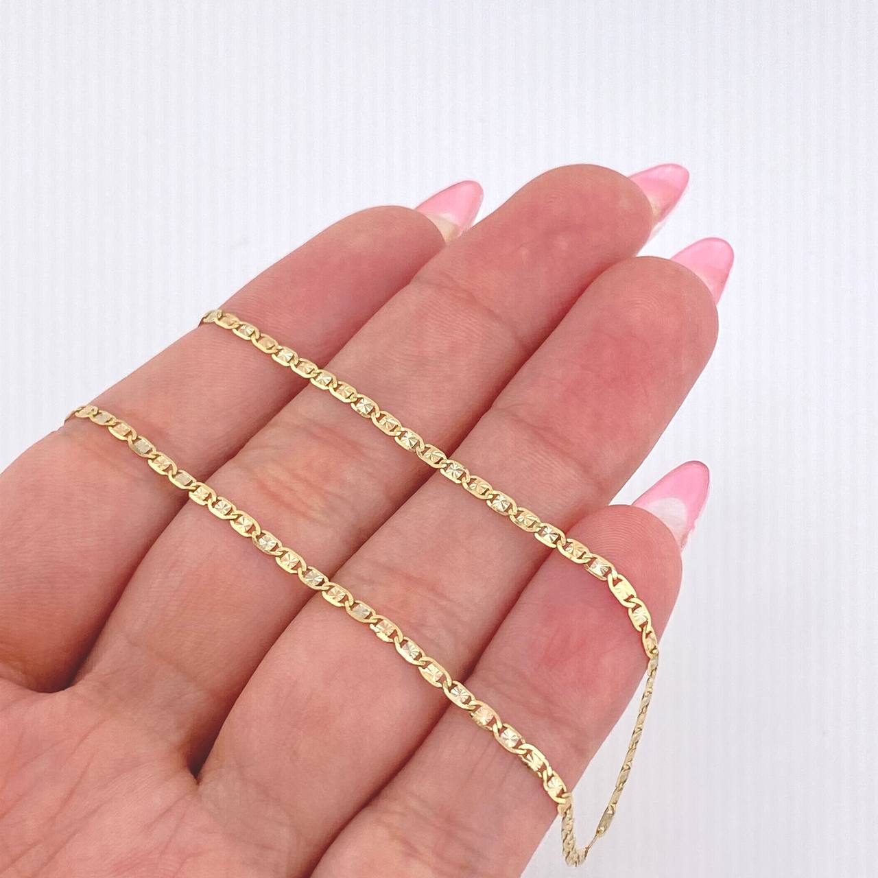 Cadena Escalera Plana Diamantada 2.3gr / 50cm / 1.8mm Tres Oros +3 18K *