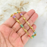 Tobillera Rustico 6.7gr / 26cm / 5mm Cauchos Colores Rosa Oro Amarillo *
