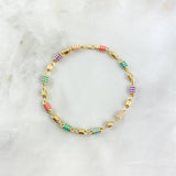 Tobillera Rustico 6.7gr / 26cm / 5mm Cauchos Colores Rosa Oro Amarillo *