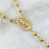 Rosario Virgen de Guadalupe 33.5gr / 70cm / 6-7mm Bolas Diamantadas Circones Blancos Fucsias Verdes Azules Oro Amarillo *