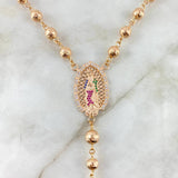 Rosario Virgen de Guadalupe 30gr / 70cm / 6-7mm Bolas Diamantadas Circones Blancos Fucsias Verdes Azules Oro Rosa