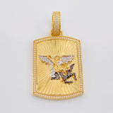 Dije Placa San Miguel 15.4g / 5.5cm Dos Oros Amarillo Blanco 18K