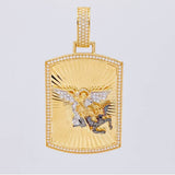 Dije Placa San Miguel 15.4g / 5.5cm Dos Oros Amarillo Blanco 18K