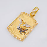 Dije Placa San Miguel 15.4g / 5.5cm Dos Oros Amarillo Blanco 18K