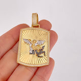 Dije Placa San Miguel 15.4g / 5.5cm Dos Oros Amarillo Blanco 18K