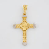Dije Cruz Espiral Trebol 3.8g / 4.4cm Dos Oros Amarillo Blanco 18K