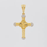Dije Cruz Espiral Trebol 3.8g / 4.4cm Dos Oros Amarillo Blanco 18K