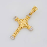 Dije Cruz Espiral Trebol 3.8g / 4.4cm Dos Oros Amarillo Blanco 18K