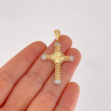 Dije Cruz Espiral Trebol 3.8g / 4.4cm Dos Oros Amarillo Blanco 18K