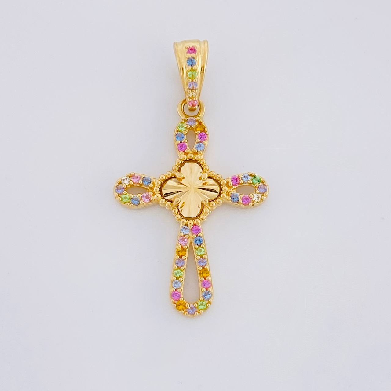 Dije Cruz Trebol 1.9g / 3cm Oro Amarillo 18K