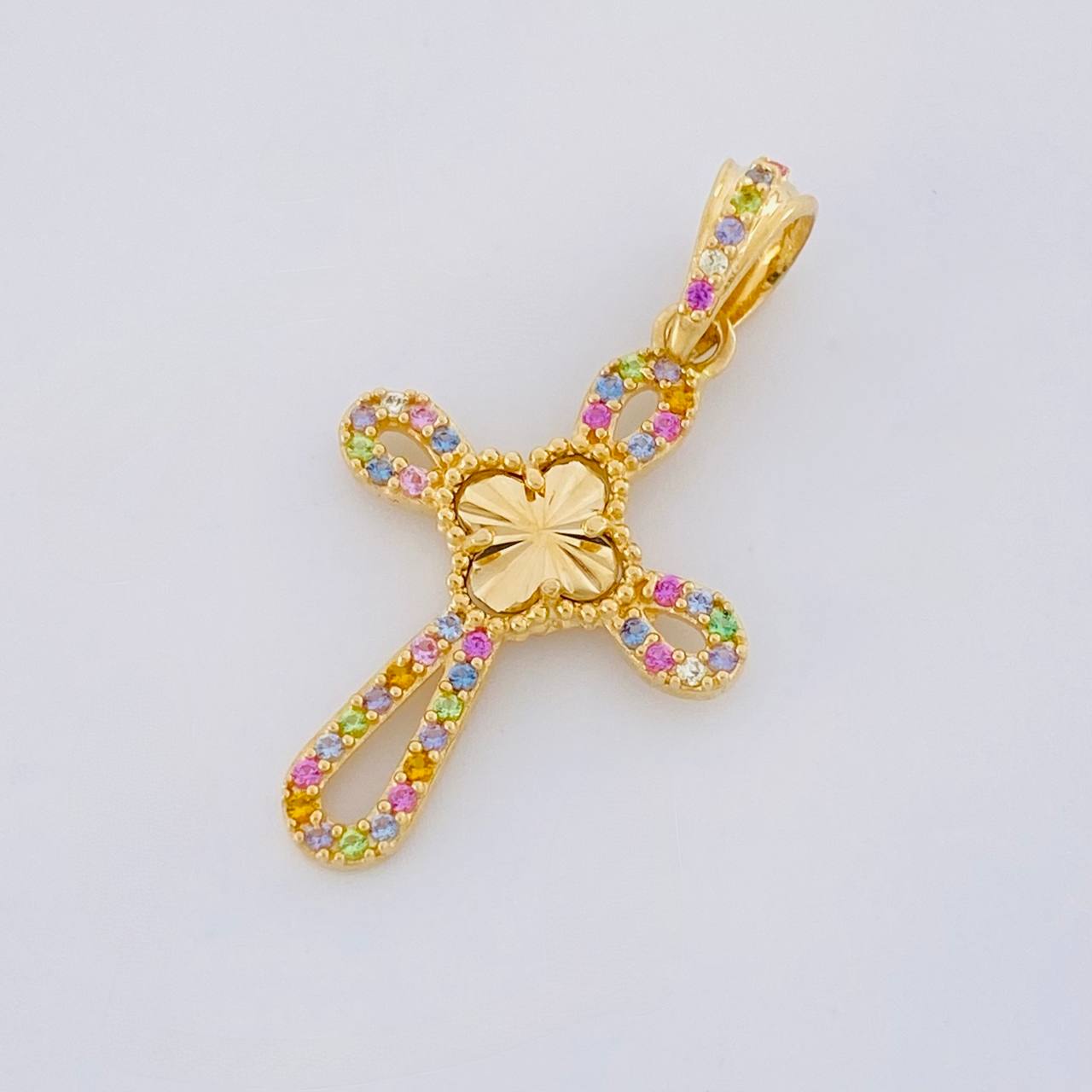 Dije Cruz Trebol 1.9g / 3cm Oro Amarillo 18K