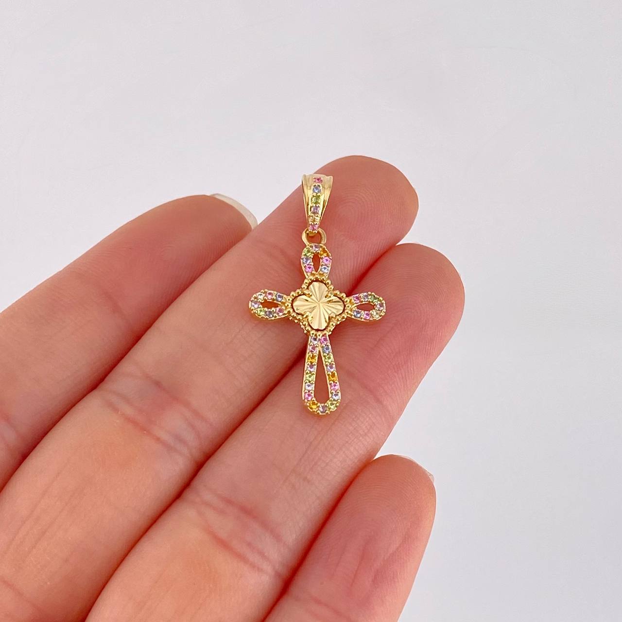 Dije Cruz Trebol 1.9g / 3cm Oro Amarillo 18K