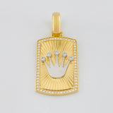 Dije Placa Corona 12.95g / 5.3cm Dos Oros Amarillo Blanco 18K