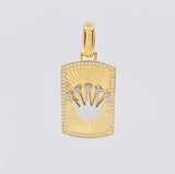Dije Placa Corona 12.95g / 5.3cm Dos Oros Amarillo Blanco 18K