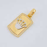 Dije Placa Corona 12.95g / 5.3cm Dos Oros Amarillo Blanco 18K