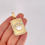 Dije Placa Corona 12.95g / 5.3cm Dos Oros Amarillo Blanco 18K