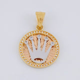 Dije Circulo Corona 5.3g / 3.2cm Dos Oros Blanco Rosa 18K