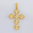 Dije Cruz Trébol Diamantado 6.4g / 5cm Oro Amarillo 18K