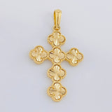 Dije Cruz Trébol Diamantado 6.4g / 5cm Oro Amarillo 18K