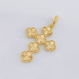 Dije Cruz Trébol Diamantado 6.4g / 5cm Oro Amarillo 18K