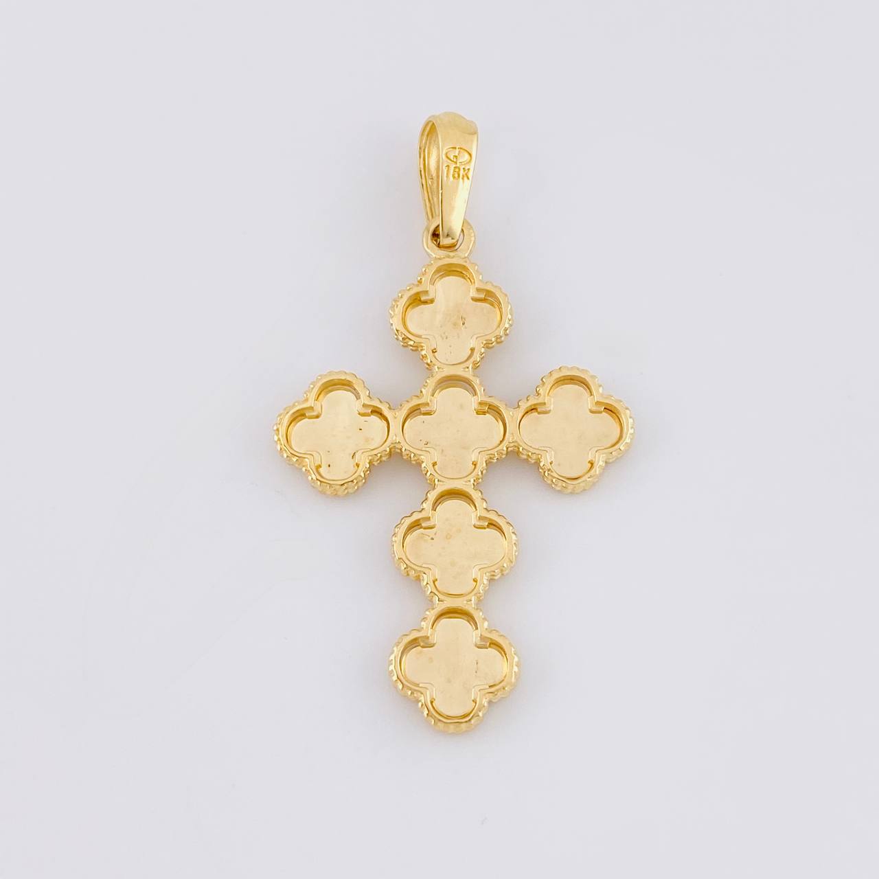 Dije Cruz Trébol Diamantado 6.4g / 5cm Oro Amarillo 18K