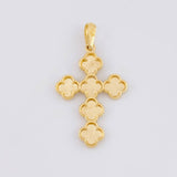 Dije Cruz Trébol Diamantado 6.4g / 5cm Oro Amarillo 18K
