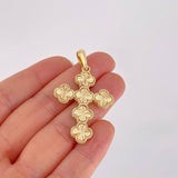 Dije Cruz Trébol Diamantado 6.4g / 5cm Oro Amarillo 18K