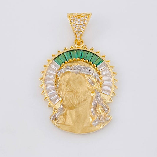 Dije Cristo Aureola 9.05g / 4.2cm Dos Oros Amarillo Blanco 18K