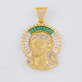 Dije Cristo Aureola 9.05g / 4.2cm Dos Oros Amarillo Blanco 18K