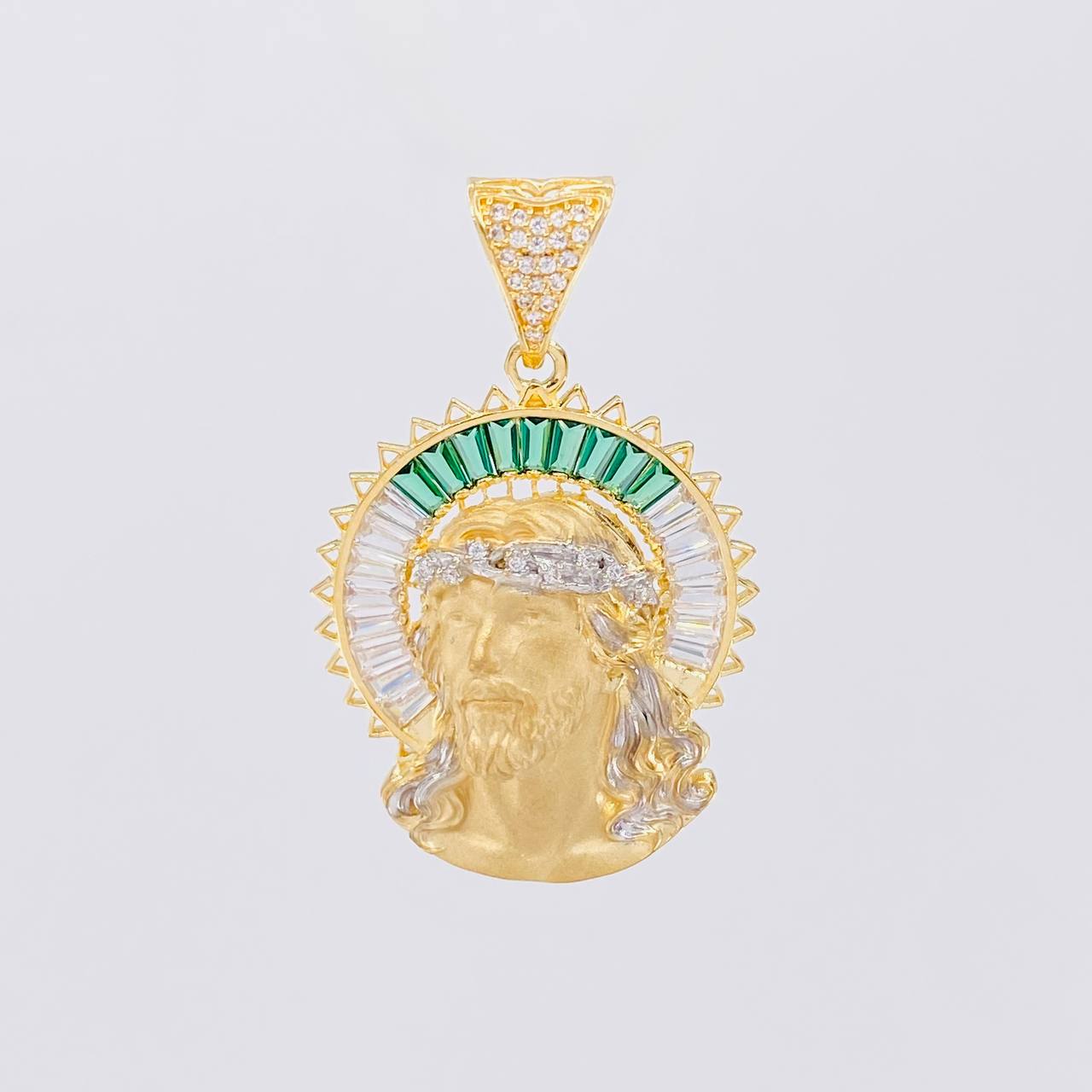 Dije Cristo Aureola 9.05g / 4.2cm Dos Oros Amarillo Blanco 18K
