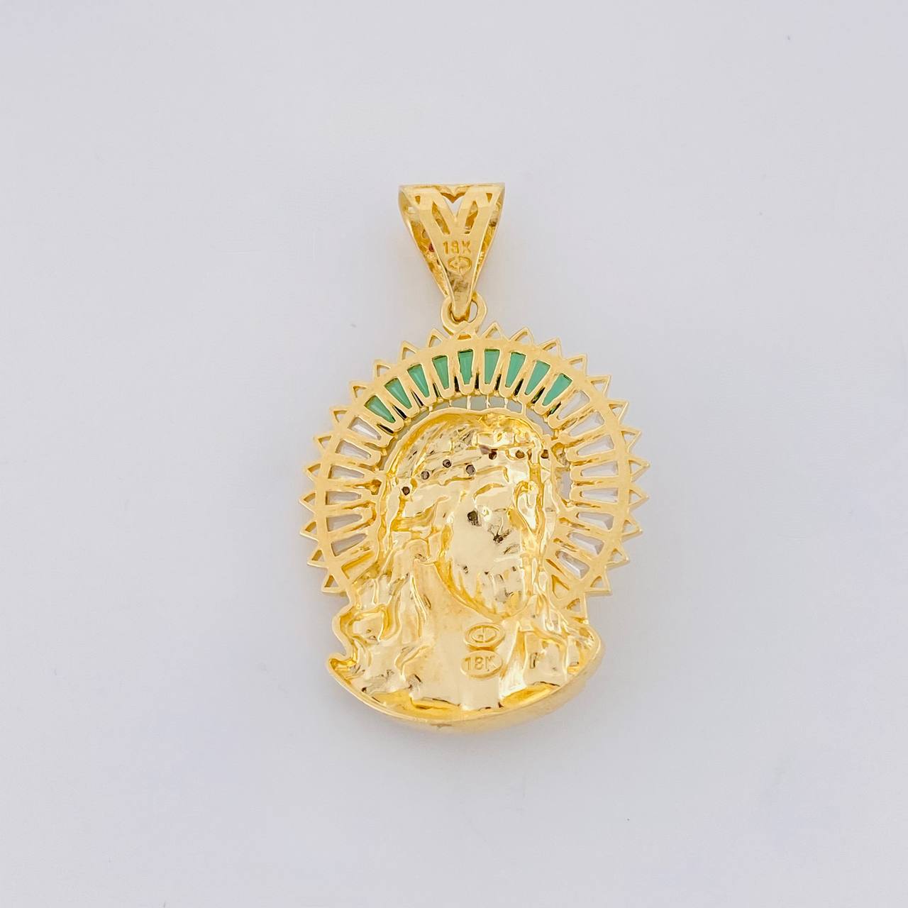 Dije Cristo Aureola 9.05g / 4.2cm Dos Oros Amarillo Blanco 18K