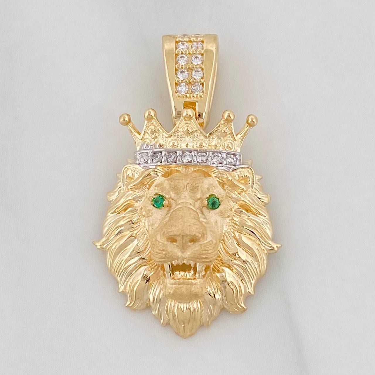 Dije Rostro León 3.35g / 3.06cm Dos Oros Amarillo Blanco 18K