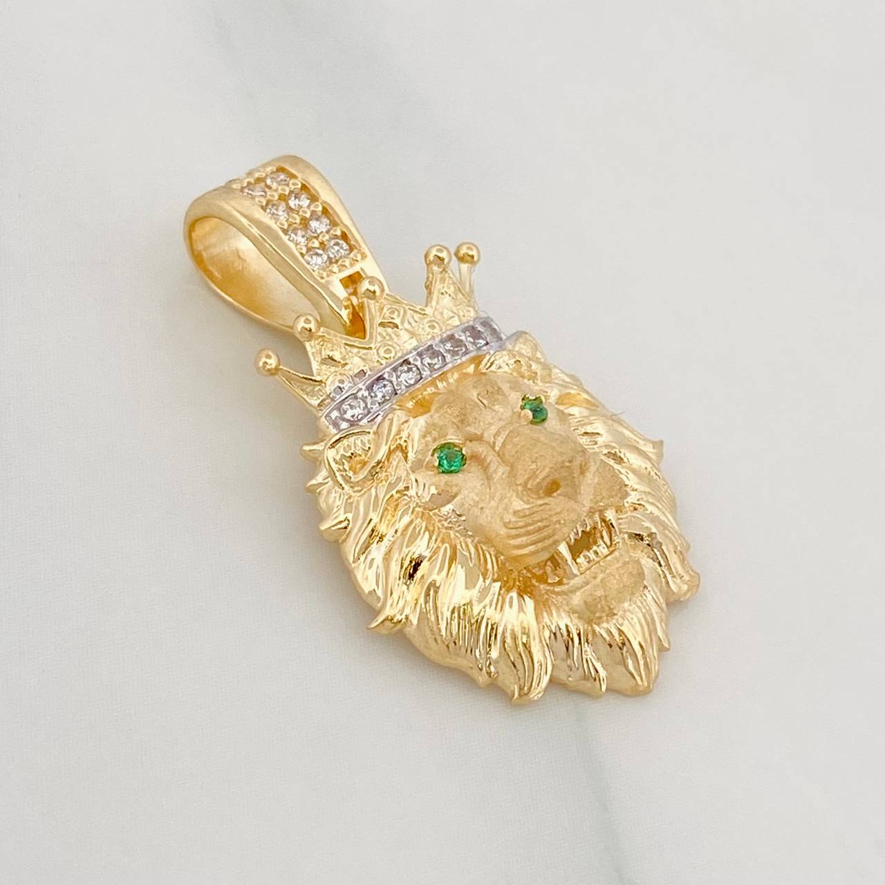 Dije Rostro León 3.35g / 3.06cm Dos Oros Amarillo Blanco 18K