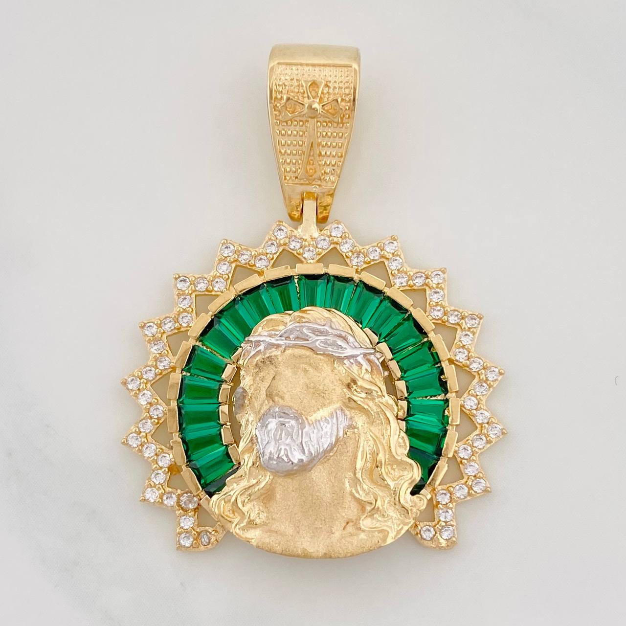 Dije Rostro Cristo 7.55g / 3.5cm Dos Oros Amarillo Blanco 18K
