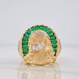Anillo Rostro Cristo 9.75g / T10 1/4 Dos Oros Amarillo Blanco 18K