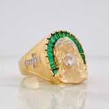 Anillo Rostro Cristo 9.75g / T10 1/4 Dos Oros Amarillo Blanco 18K