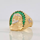 Anillo Rostro Cristo 9.75g / T10 1/4 Dos Oros Amarillo Blanco 18K