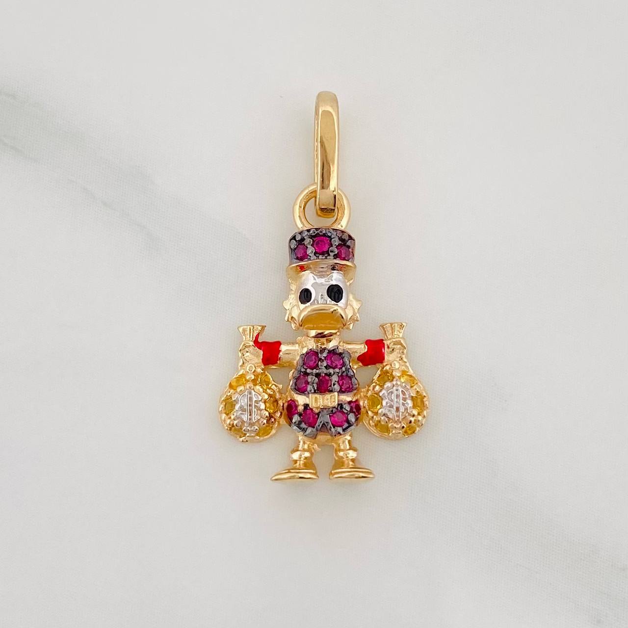 Dije Pato Bolsas de Dinero 1.6g / 2.1cm Tres Oros 18K
