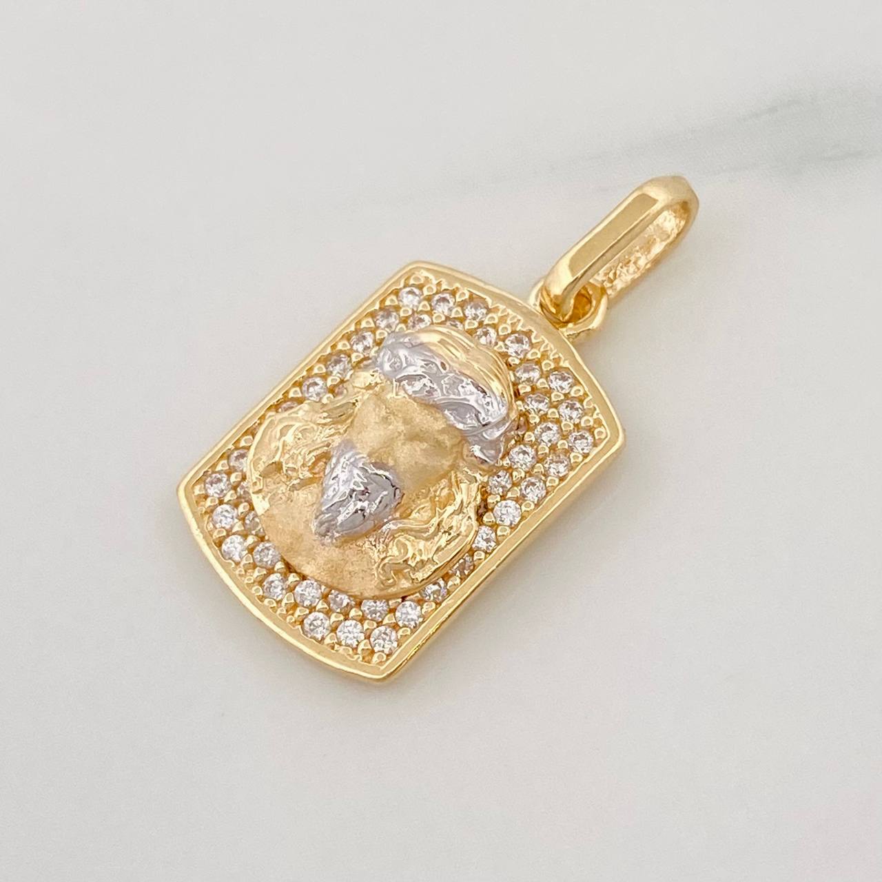 Dije Rostro Cristo 2.9g / 2.3cm Dos Oros Amarillo Blanco 18K