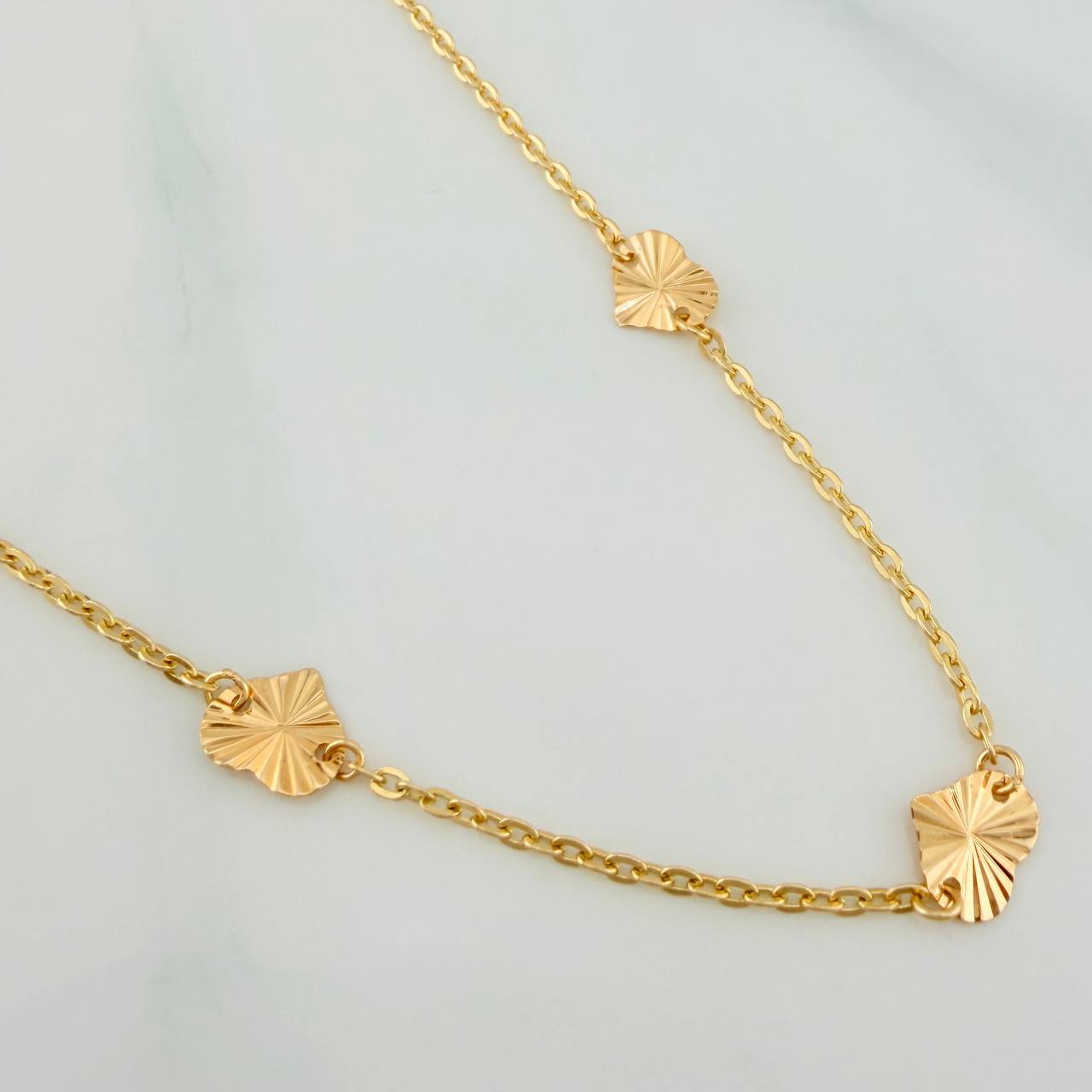 Cadena Corazones Aro Seguido 3.3gr / 41cm / 1.4mm Oro Amarillo 18K %