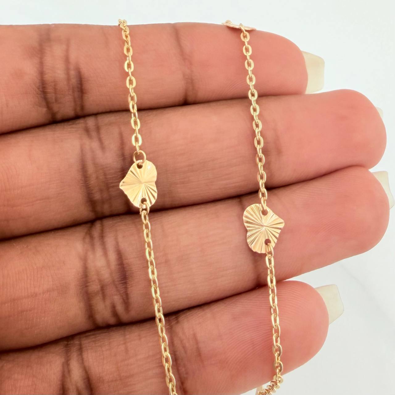 Cadena Corazones Aro Seguido 3.3gr / 41cm / 1.4mm Oro Amarillo 18K %